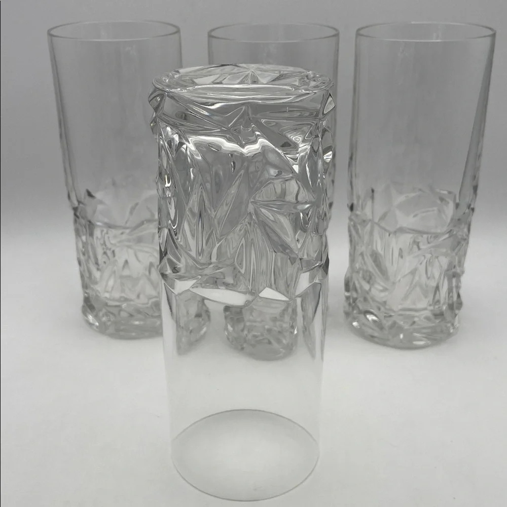 Tiffany & Co. Crystal Rock Cut Highball Tall Glass Set of 4